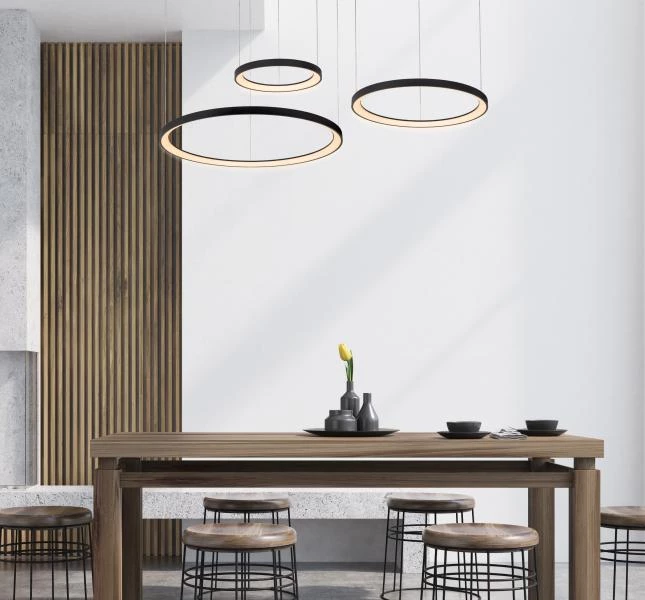 Lucide Premium VIDAL - Pendant light - Ø 78 cm - LED Dim. - 1x120W 2700K - Black - atmosphere 1